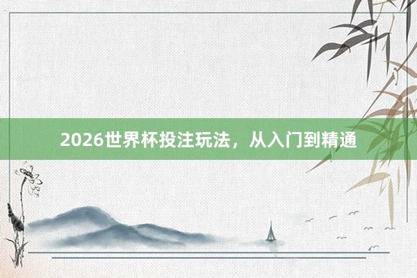 2026世界杯投注玩法，从入门到精通