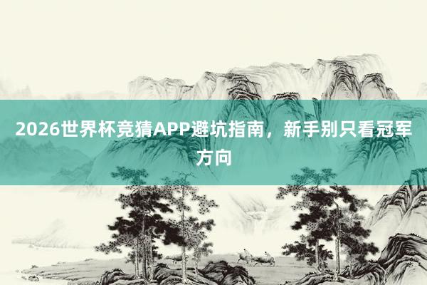 2026世界杯竞猜APP避坑指南，新手别只看冠军方向